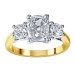 3 Stone Old cut diamond ring mounted in 18K White and Yellow Gold thumbnail