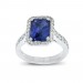 An Emerald cut blue Sapphire weighing 2.77 carats mounted in 18K white gold with diamonds thumbnail