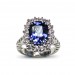 A 4.52 carat cushion cut Sapphire mounted with G VS diamonds in 18K white gold thumbnail