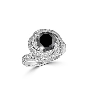 Black and White diamond ring mounted in 18K White gold