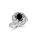 Black and White diamond ring mounted in 18K White gold thumbnail