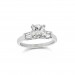 A cushion cut diamond weighing 1.20 carats mounted in 18K white gold with baguette side stones thumbnail