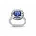 A 3.17 carat Cushion cut Sapphire mounted in 18K white gold with diamonds thumbnail