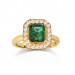 An Emerald cut Emerald engagement ring mounted with diamonds in 18k yellow gold thumbnail