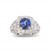 A 2.96 carat cushion cut Sapphire mounted with G VS diamonds in 18K white gold  thumbnail