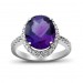 An oval Amethyst weighing 7 carats with micro set diamonds mounted in 18K white gold thumbnail