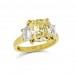 A Cushion cut yellow diamond with white tapered baguette diamonds. thumbnail