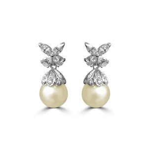 Detachable pearl and diamond earrings