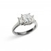 A 1.50 carat G VS1 Radiant cut diamond with faceted Baguettes mounted in 18K white gold  thumbnail