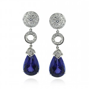 A pair of Tanzanite and diamond earrings mounted in 18K white gold 